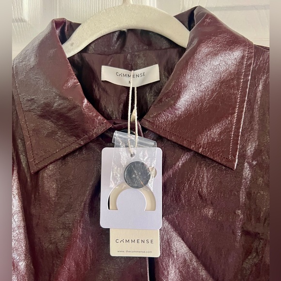 Commense Faux Leather Zipper Short Polo Jacket - Picture 11 of 15